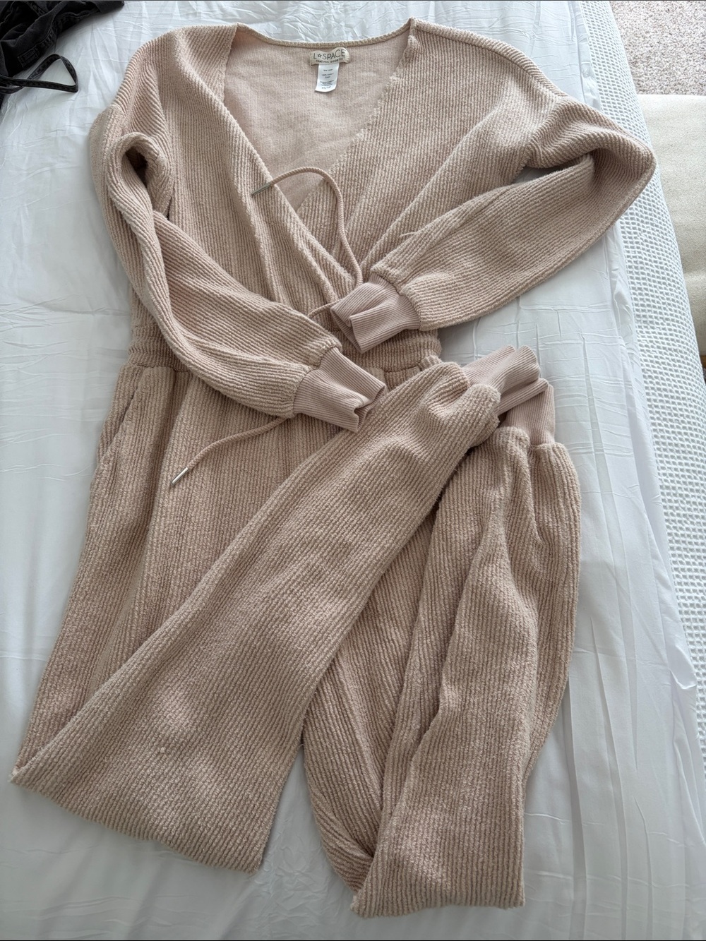 l*space Beige Knit Jumpsuit Romper